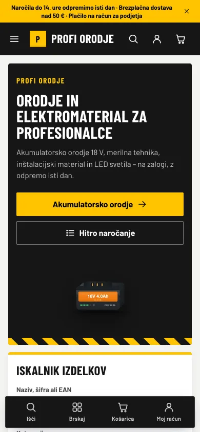 Tema Industrija – domača stran trgovine na telefonu