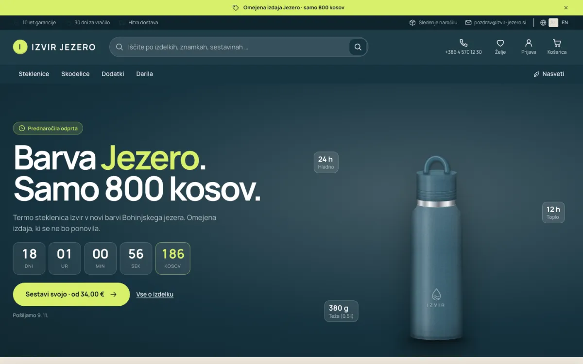 Tema Lansiranje – domača stran trgovine na računalniku