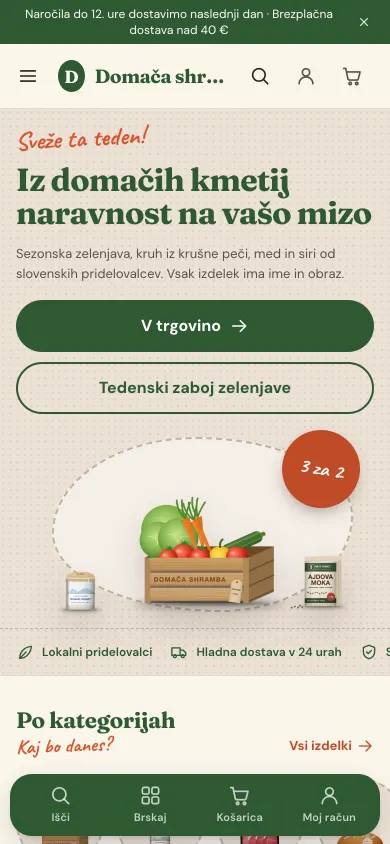 Tema Market – domača stran trgovine na telefonu