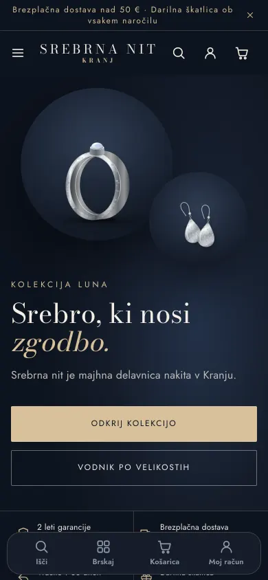 Tema Nakit – domača stran trgovine na telefonu