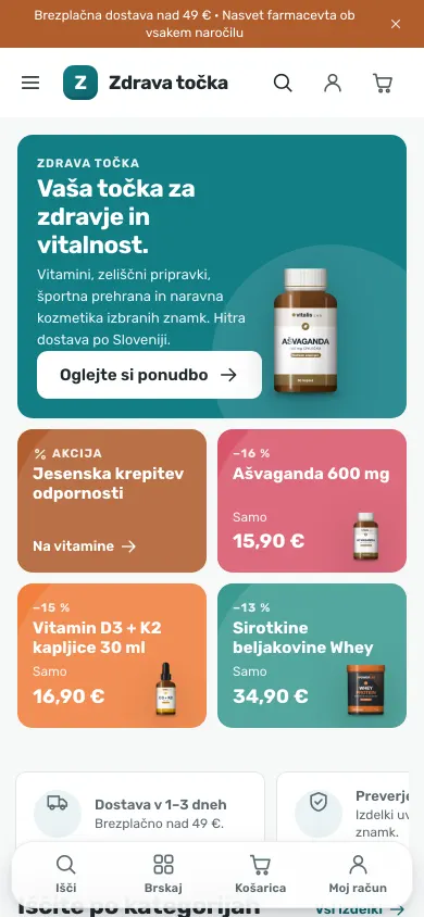 Tema Vitalis Klasik – domača stran trgovine na telefonu